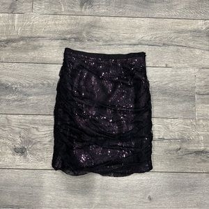 • Vivienne Tam • Women’s Lace Ruched Sequin Skirt
Black Overlay Silk Purple 0